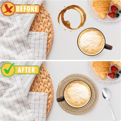 12 PCS Boho Drink Coasters ، Minimalist Cotton Handmonged Movel Extorbent Fisters ، Steal Cotton Coasters for Coffee Table ، Kitchen ، Home Decoration in Kuwait