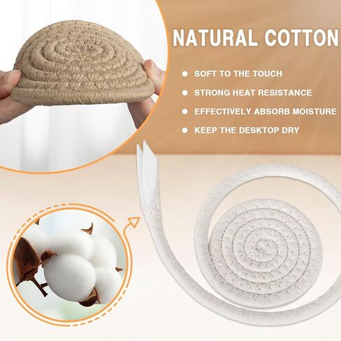 12 PCS Boho Drink Coasters ، Minimalist Cotton Handmonged Movel Extorbent Fisters ، Steal Cotton Coasters for Coffee Table ، Kitchen ، Home Decoration in Kuwait