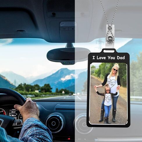 Car Rearview Mirror Hanging Metal Photo Frame, Drive Safe Cute Mini Picture Holder Frames, Car Rear View Mirror Decor Accessories (Black - Drive Safe) in Saudi Arabia