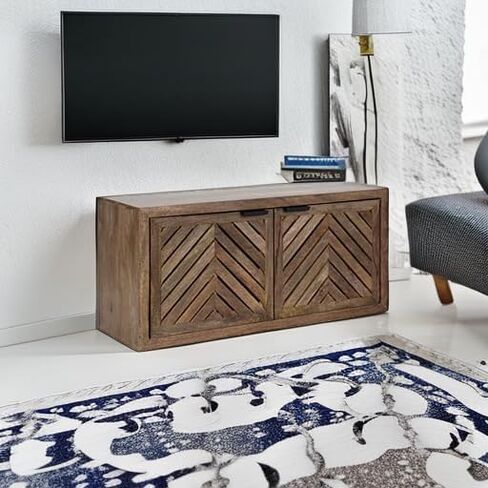 Kate and Laurel Mezzeta Decorative Coastal 2-Door Wall Cabinet, 30 x 10 x 14, Natural Wood, Decorative Modern Storage Cabinet with Doors in Saudi Arabia