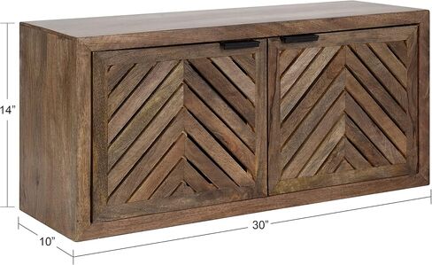 Kate and Laurel Mezzeta Decorative Coastal 2-Door Wall Cabinet, 30 x 10 x 14, Natural Wood, Decorative Modern Storage Cabinet with Doors in Saudi Arabia