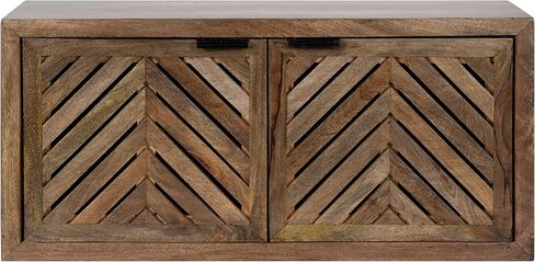 Kate and Laurel Mezzeta Decorative Coastal 2-Door Wall Cabinet, 30 x 10 x 14, Natural Wood, Decorative Modern Storage Cabinet with Doors in Saudi Arabia