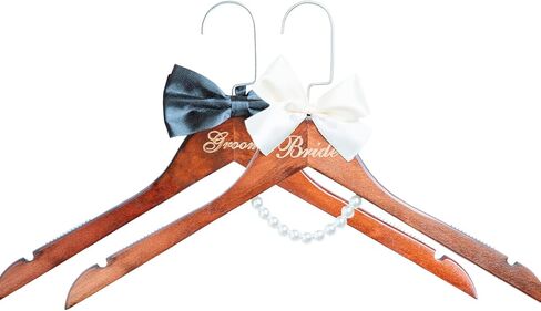 Bride to Be Wedding Dress Hanger, Bridal Hanger, Wedding Gift, Brown Wooden Hanger with Pearls and Bow for Brides Gowns, Bridal Party Shower Gift. Mrs Hanger in Saudi Arabia