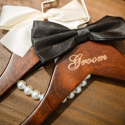 Bride to Be Wedding Dress Hanger, Bridal Hanger, Wedding Gift, Brown Wooden Hanger with Pearls and Bow for Brides Gowns, Bridal Party Shower Gift. Mrs Hanger in Saudi Arabia