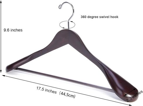 Nature Smile Luxury Wooden Suit Hangers 6 Pack Wood Coat Hangers Jacket Outerwear Shirt Hangers,with Extra-Wide Shoulder, 360 Degree Swivel Hooks & Anti-Slip Bar with Screw(Retro Color) in Saudi Arabia