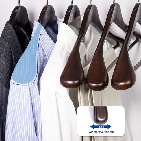 Nature Smile Luxury Wooden Suit Hangers 6 Pack Wood Coat Hangers Jacket Outerwear Shirt Hangers,with Extra-Wide Shoulder, 360 Degree Swivel Hooks & Anti-Slip Bar with Screw(Retro Color) in Saudi Arabia