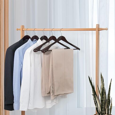 Nature Smile Luxury Wooden Suit Hangers 6 Pack Wood Coat Hangers Jacket Outerwear Shirt Hangers,with Extra-Wide Shoulder, 360 Degree Swivel Hooks & Anti-Slip Bar with Screw(Retro Color) in Saudi Arabia