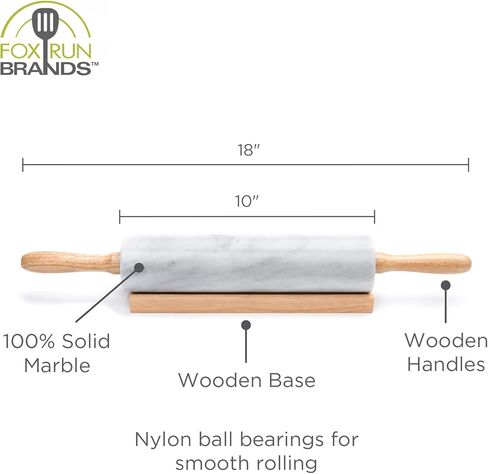 Fox Run Marble Rolling Pin and Base, Green 2.5 x 18 x 3 inches in Kuwait