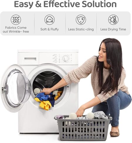 Wool Dryer Balls 6 Pack, Natural Fabric Softener, Dryer Balls Laundry Reusable, Reduces Clothing Wrinkles and Saves Drying Time (Gray) in Saudi Arabia