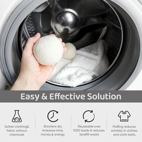 Wool Dryer Balls 6 Pack, Natural Fabric Softener, Dryer Balls Laundry Reusable, Reduces Clothing Wrinkles and Saves Drying Time (Gray) in Saudi Arabia