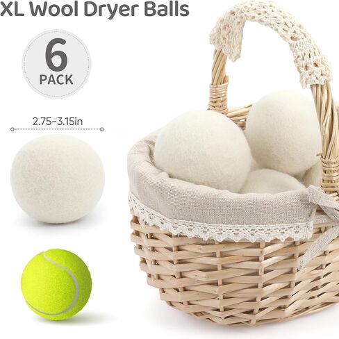 Wool Dryer Balls 6 Pack, Natural Fabric Softener, Dryer Balls Laundry Reusable, Reduces Clothing Wrinkles and Saves Drying Time (Gray) in Saudi Arabia