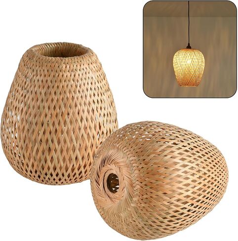 17.7" Bamboo Lamp Shade,Hand-Woven Bamboo Rattan Hanging Lamp Shade,for Dining Living Bedroom Kitchen Farmhouse 1-Pack in Saudi Arabia