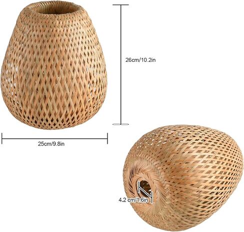17.7" Bamboo Lamp Shade,Hand-Woven Bamboo Rattan Hanging Lamp Shade,for Dining Living Bedroom Kitchen Farmhouse 1-Pack in Saudi Arabia