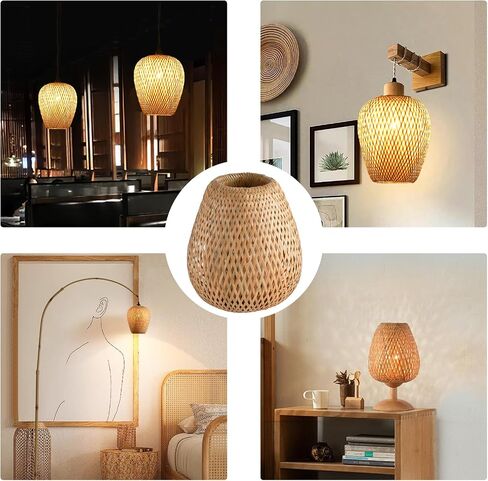 17.7" Bamboo Lamp Shade,Hand-Woven Bamboo Rattan Hanging Lamp Shade,for Dining Living Bedroom Kitchen Farmhouse 1-Pack in Saudi Arabia