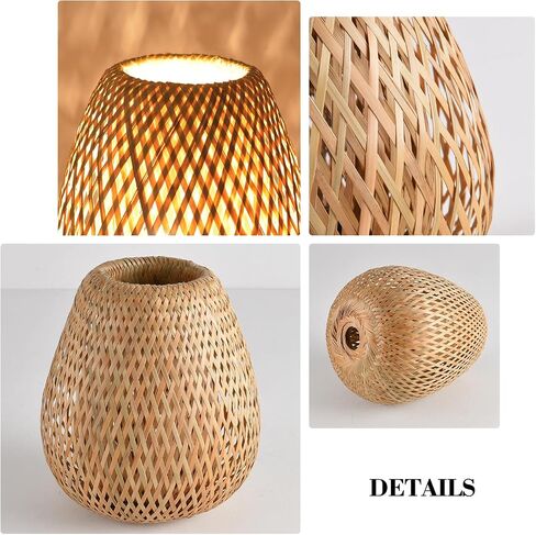 17.7" Bamboo Lamp Shade,Hand-Woven Bamboo Rattan Hanging Lamp Shade,for Dining Living Bedroom Kitchen Farmhouse 1-Pack in Saudi Arabia
