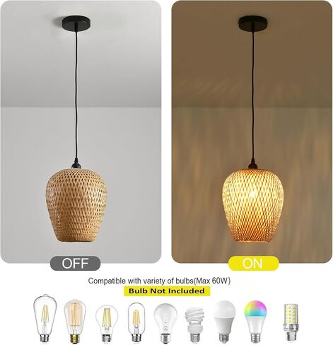17.7" Bamboo Lamp Shade,Hand-Woven Bamboo Rattan Hanging Lamp Shade,for Dining Living Bedroom Kitchen Farmhouse 1-Pack in Saudi Arabia