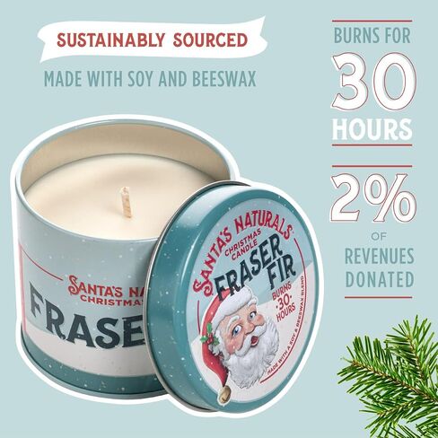 Santa's Naturals Fraser Fir Christmas Candle Gift Set | Authentic Pine Fragrance | Stocking Stuffers | Each Candle Burns 14+ Hours | Made in USA | Soy and Beeswax Blend with Essential Oils in Saudi Arabia