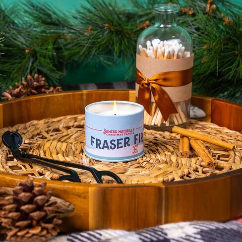 Santa's Naturals Fraser Fir Christmas Candle Gift Set | Authentic Pine Fragrance | Stocking Stuffers | Each Candle Burns 14+ Hours | Made in USA | Soy and Beeswax Blend with Essential Oils in Saudi Arabia