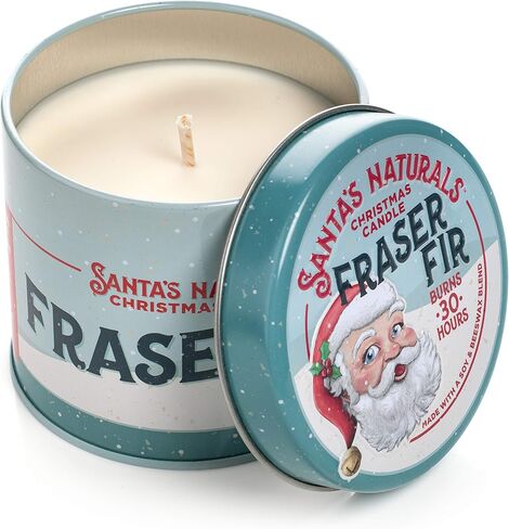 Santa's Naturals Fraser Fir Christmas Candle Gift Set | Authentic Pine Fragrance | Stocking Stuffers | Each Candle Burns 14+ Hours | Made in USA | Soy and Beeswax Blend with Essential Oils in Saudi Arabia
