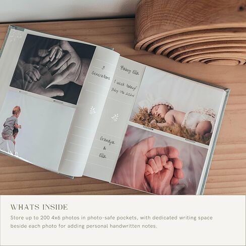ألبوم صور أنيق من الكتان - 200 جيب خالٍ من الأحماض لصور 4 × 6 - مثالي لحفلات الزفاف والهدايا in Kuwait