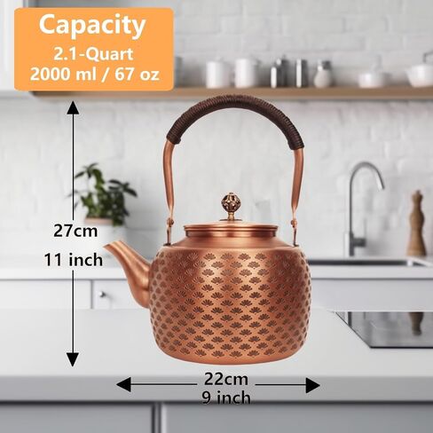 Kkekos Handmade Copper Kettle Copper Teapot for Stovetop 2000ml (Type4) in Saudi Arabia
