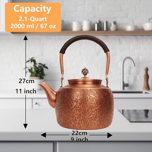 Kkekos Handmade Copper Kettle Copper Teapot for Stovetop 2000ml (Type4) in Saudi Arabia