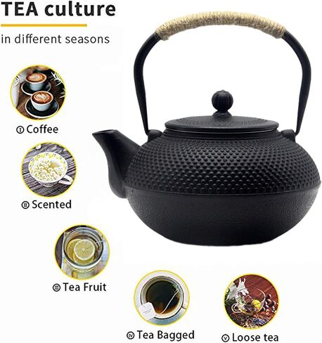 Big Cast Iron Teapot, Japanese Tetsubin Tea Kettle for Stovetop Safe, Cast Iron Teapot with Tea Strainer for Loose Tea and a Fully Enameled Interior (1500ml/50.7oz) in Saudi Arabia