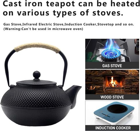 Big Cast Iron Teapot, Japanese Tetsubin Tea Kettle for Stovetop Safe, Cast Iron Teapot with Tea Strainer for Loose Tea and a Fully Enameled Interior (1500ml/50.7oz) in Saudi Arabia