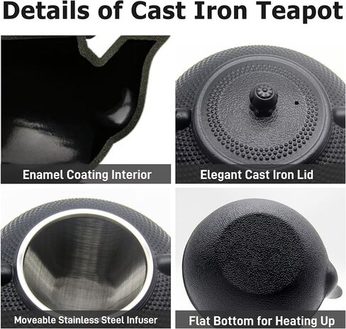 Big Cast Iron Teapot, Japanese Tetsubin Tea Kettle for Stovetop Safe, Cast Iron Teapot with Tea Strainer for Loose Tea and a Fully Enameled Interior (1500ml/50.7oz) in Saudi Arabia