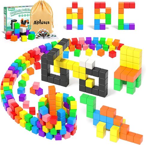 Apluses 54 PCS Magnetic Blocks, Magnetic Building Blocks for Kids 3+, Montessori Toys, Magnet Cubes, Preschool STEM Educational Sensory Magnet Toys for Kids Ages 3-5 Year Old Boys and Girls in Saudi Arabia