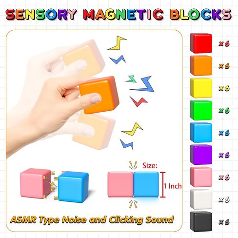 Apluses 54 PCS Magnetic Blocks, Magnetic Building Blocks for Kids 3+, Montessori Toys, Magnet Cubes, Preschool STEM Educational Sensory Magnet Toys for Kids Ages 3-5 Year Old Boys and Girls in Saudi Arabia