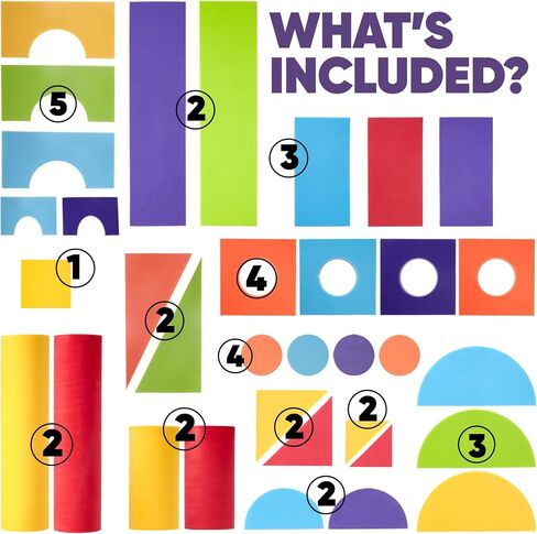 Set of 34 Jumbo Large Foam Blocks for Toddlers - Stacking Soft Blocks for Kids with Shapes & Colors Learning - Construction Building Preschool Toys - Giant Foam Bath Blocks for Toddlers 3-5 & above in Kuwait