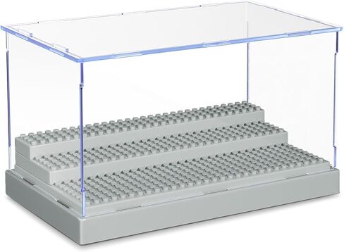 KKU Display Case for Minifigure Action Figures Blocks, Acrylic Minifigure Display Case Box Storage with 3 Movable Steps Gift for Kids Adults (Black, 1 Pack) in Kuwait