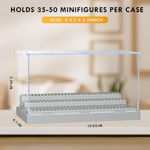 KKU Display Case for Minifigure Action Figures Blocks, Acrylic Minifigure Display Case Box Storage with 3 Movable Steps Gift for Kids Adults (Black, 1 Pack) in Kuwait