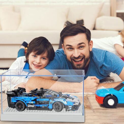 KKU Display Case for Minifigure Action Figures Blocks, Acrylic Minifigure Display Case Box Storage with 3 Movable Steps Gift for Kids Adults (Black, 1 Pack) in Kuwait