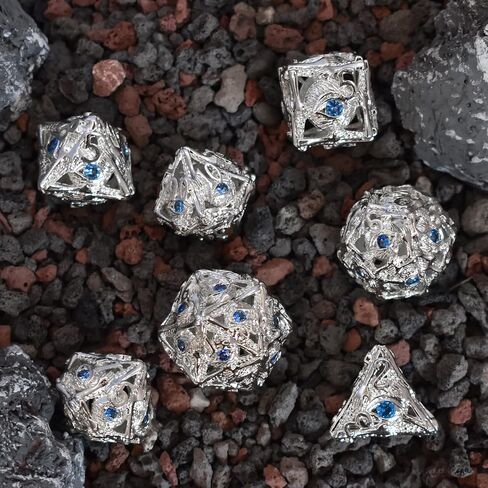 RULE DICE 7pcs Captive Magic Dragon Metal D& D Dice Set, Unique Design, Fantastical Hollow Polyhedral DND Metal Dice, Suitable for Role Playing Games Dungeons and Dragons D&D Dice Set (Rainbow) in Saudi Arabia