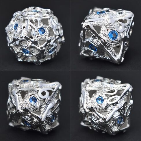 RULE DICE 7pcs Captive Magic Dragon Metal D& D Dice Set, Unique Design, Fantastical Hollow Polyhedral DND Metal Dice, Suitable for Role Playing Games Dungeons and Dragons D&D Dice Set (Rainbow) in Saudi Arabia