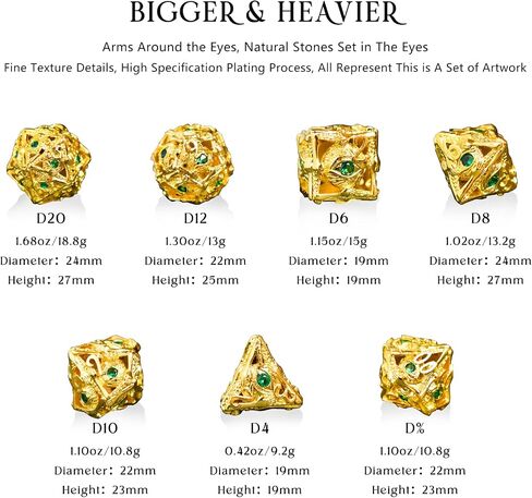 RULE DICE 7pcs Captive Magic Dragon Metal D& D Dice Set, Unique Design, Fantastical Hollow Polyhedral DND Metal Dice, Suitable for Role Playing Games Dungeons and Dragons D&D Dice Set (Rainbow) in Saudi Arabia