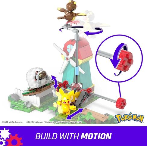 MEGA Pokémon Building Toys Set, Countryside Windmill with 240 Pieces, Motion and 3 Poseable Action Figures, for Kids in Saudi Arabia