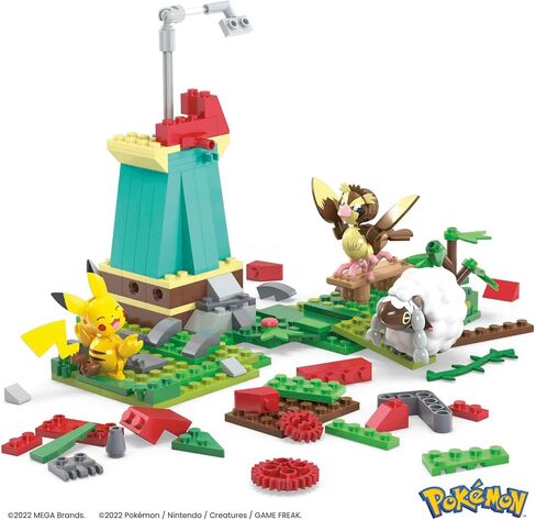 MEGA Pokémon Building Toys Set, Countryside Windmill with 240 Pieces, Motion and 3 Poseable Action Figures, for Kids in Saudi Arabia