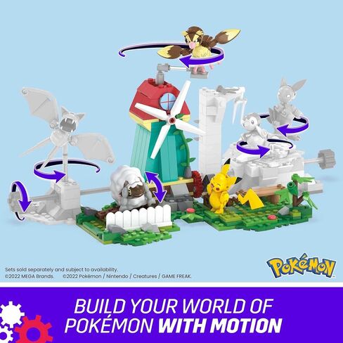 MEGA Pokémon Building Toys Set, Countryside Windmill with 240 Pieces, Motion and 3 Poseable Action Figures, for Kids in Saudi Arabia