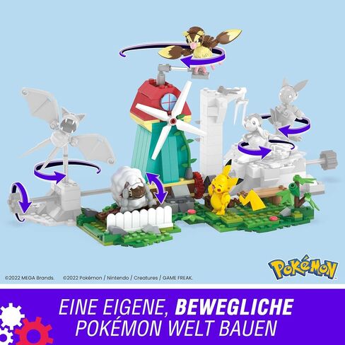 MEGA Pokémon Building Toys Set, Countryside Windmill with 240 Pieces, Motion and 3 Poseable Action Figures, for Kids in Saudi Arabia