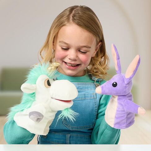 Bob Bilby and Unicorse Plush Puppets Exclusive 2 Pack | Bob Bilby and Unicorse are The Perfect Size to Fit onto Toddler's Hands | Made with Deluxe Fabrics and Featuring Embroidered Details in Saudi Arabia