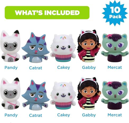 NBC Universal Gabby's Dollhouse Bath Finger Puppets ، 10 PC - Party Favors ، Educational ، Toys Bath ، وقت القصة ، ألعاب الشاطئ ، وقت اللعب ، Stocking Stuffer in Kuwait