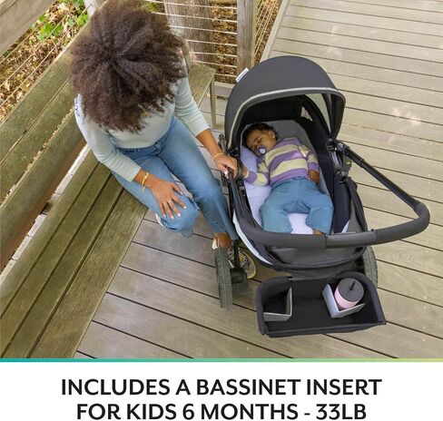 Evenflo Pivot Xplore Dreamz All-Terrain Stroller Wagon with Bassinet Insert (Jetsetter Black) in Kuwait