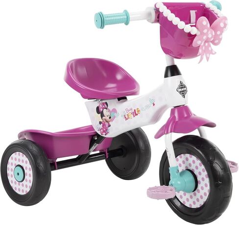 Huffy Disney Minnie Mouse Girl's Trike ، مثالية للأعمار 3+ ، رسومات Minnie Mouse ، سلة القوس المقود الوردي ، صناديق تخزين للوجبات الخفيفة أو الألعاب ، متينة ودائمة وآمنة للأطفال الصغار in Kuwait