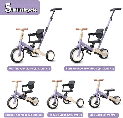 newyoo TR007 5-in-1 Tricycle for Toddlers 1-3, Toddler Bike, Birthday Gift in Kuwait