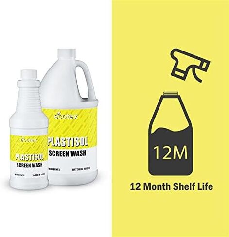 Ecotex® Plastisol Screen Wash (Quart - 32oz.)- Use in Sink and Screen Printing Press - Degreaser and Degradant Cleaner for Screen Printing Inks - Silk Screen Ink Remover for Plastisol Ink on Mesh in Saudi Arabia