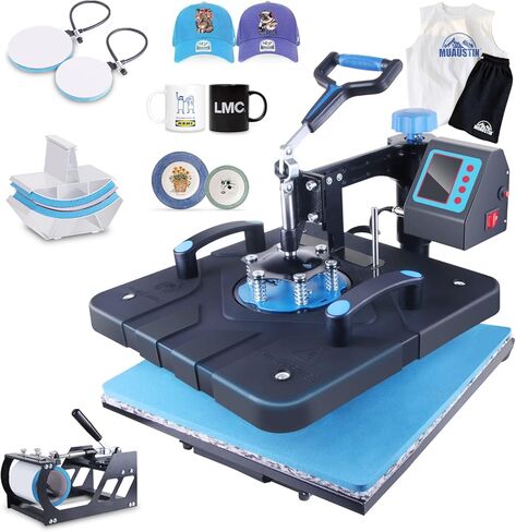 HORGELU Upgraded 8 in 1 Heat Press Machine 15x15 Inch Heat Transfer Machine 360-Degree Swing Away Multifunction Digital Sublimation Combo Heat Press for T Shirt Mug Hat Plate for Commercial Home 110V in Saudi Arabia