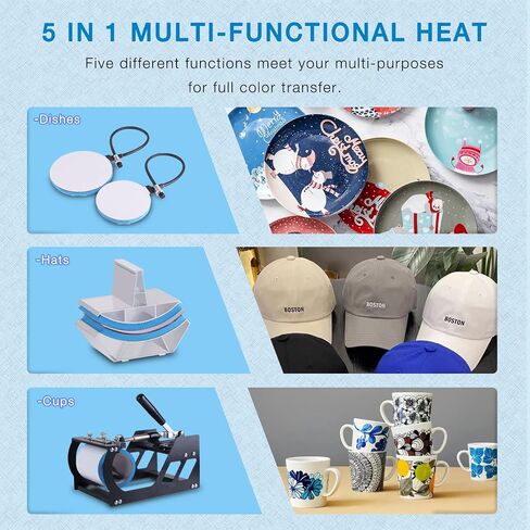HORGELU Upgraded 8 in 1 Heat Press Machine 15x15 Inch Heat Transfer Machine 360-Degree Swing Away Multifunction Digital Sublimation Combo Heat Press for T Shirt Mug Hat Plate for Commercial Home 110V in Saudi Arabia